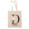 Tote Bag beige Delphine Lettre Fleur - Planetee