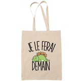 Sac Tote Bag dinosaure je le ferai demain beige - Planetee