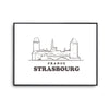 Affiche Strasbourg | Poster Tableau dessin ville de France pour décoration murale qualité papier Premium A4 - Planetee