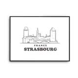 Affiche Strasbourg | Poster Tableau dessin ville de France pour décoration murale qualité papier Premium A4 - Planetee