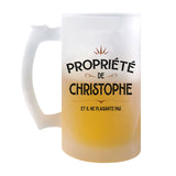 Chope de bière Propriété de Christophe - Planetee
