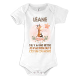 Body bébé Léane Cou Monté Girafe - Planetee