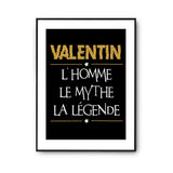 Affiche Valentin prénom mythe légende Jaune - Planetee