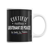 Mug Homme Lieutenant de police Meilleur de France | Tasse Noire métier - Planetee