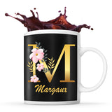 Mug noir Margaux Lettre Fleur - Planetee