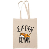 Sac Tote Bag tigre je le ferai demain beige - Planetee