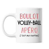 Mug Volley-Ball C'est ma Routine Blanc - Planetee