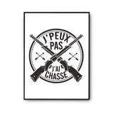 Affiche chasse fusils croisés j'peux pas Blanc Premium - Planetee