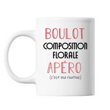 Mug Composition Florale C'est ma Routine Blanc - Planetee