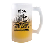 Chope de bière Réda Prénom Pilier de Bar - Planetee