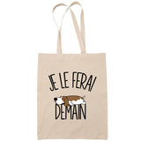 Sac Tote Bag basset je le ferai demain beige - Planetee