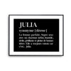 Affiche Julia Prénom définition Humour - Planetee