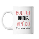 Mug Être sur Twitter C'est ma Routine Blanc - Planetee
