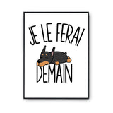 Affiche doberman Je le ferai demain - Planetee