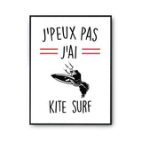 Affiche Kite surf j'peux pas Blanc Premium - Planetee