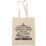 Sac Tote Bag Agent Immobilier avec les Moldus beige - Planetee