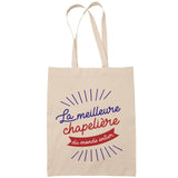 Sac Tote Bag Chapelière Femme Meilleure du Monde beige - Planetee