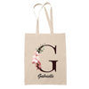 Tote Bag beige Gabrielle Lettre Fleur - Planetee