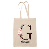 Tote Bag beige Gabrielle Lettre Fleur - Planetee