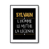 Affiche Sylvain prénom mythe légende Jaune - Planetee