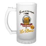 Chope de bière Pétanque et Bière | Verre à bière pinte Cadeau humour alcool et loisir pour Bouliste - Planetee