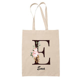Tote Bag beige Ema Lettre Fleur - Planetee