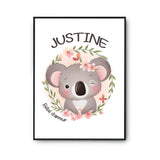 Affiche Justine Bébé d'amour Koala - Planetee