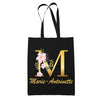 Tote Bag noir Marie-Antoinette Lettre Fleur - Planetee