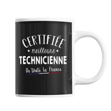 Mug Femme Technicienne Meilleure de France | Tasse Noire métier - Planetee