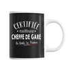 Mug Femme Cheffe de Gare Meilleure de France | Tasse Noire métier - Planetee