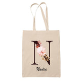 Tote Bag beige Nadia Lettre Fleur - Planetee