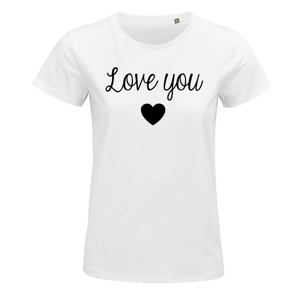 T-shirt couple Love you....more - version blanc - Planetee