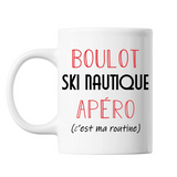 Mug Ski Nautique C'est ma Routine Blanc - Planetee