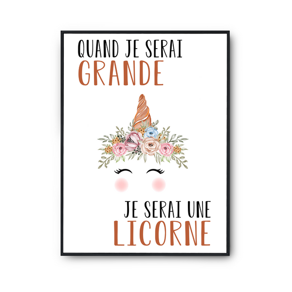 Affiche Grande Licorne Orange - Planetee