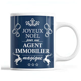 Tasse Noël Agent Immobilier femme Bleu - Planetee