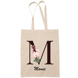 Tote Bag Beige Lettre Fleur Mamie - Planetee