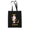 Tote Bag noir Layana Lettre Fleur - Planetee