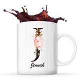 Mug Blanc Jennah Lettre Fleur - Planetee