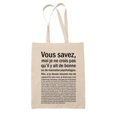 Tote Bag Psychologue Bonne ou Mauvaise Beige - Planetee