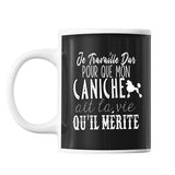 Mug Caniche Je travaille dur - Planetee