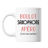 Mug Saxophone C'est ma Routine Blanc - Planetee
