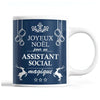 Tasse Noël Assistant Social homme Bleu - Planetee