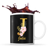 Mug noir Julia Lettre Fleur - Planetee
