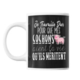 Mug Cochons travaille dur pour éleveur ou éleveuse - Planetee